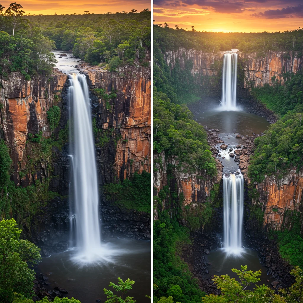 Porównanie Wallaman Falls z innymi australijskimi wodospadami