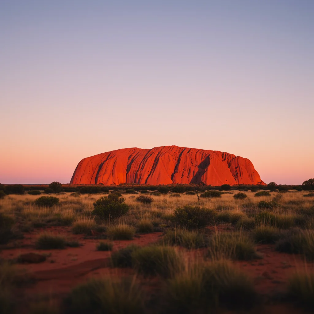 Uluru o wschodzie i zachodzie słońca – niezwykłe widowisko