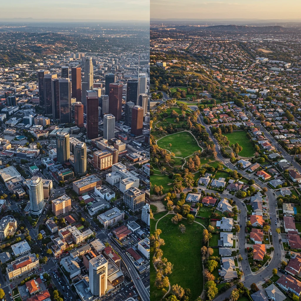 Czym różnią się przedmieścia od centrum Los Angeles?