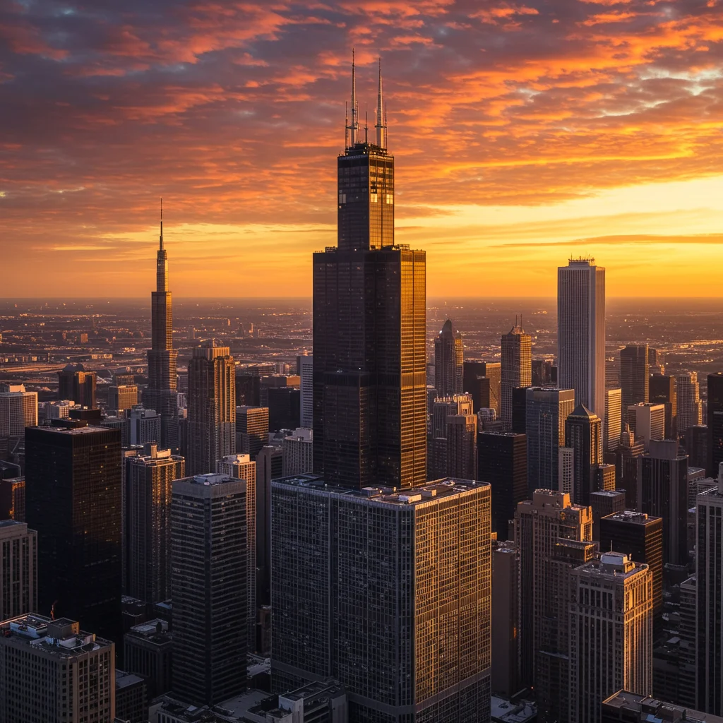 Willis Tower na tle innych wieżowców świata